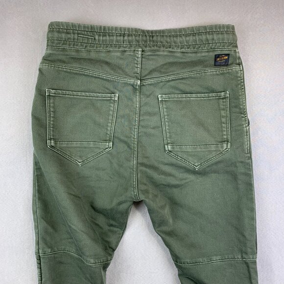 Zara Mens Pants Medium Green Moto Soft Denim Jogging Fit Tapered Outdoor Joggers - Picture 11 of 13